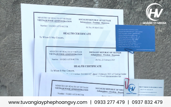 Health Certificate giấy chứng nhận y tế nước dừa đóng lon