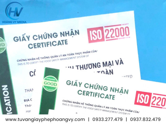 HOÀNG VY xin cấp nhanh ISO 22000 sản xuất thực phẩm