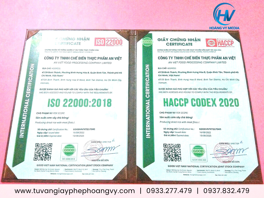 Chứng nhận ISO 22000 - HACCP  (Ảnh: Hoàng Vy)